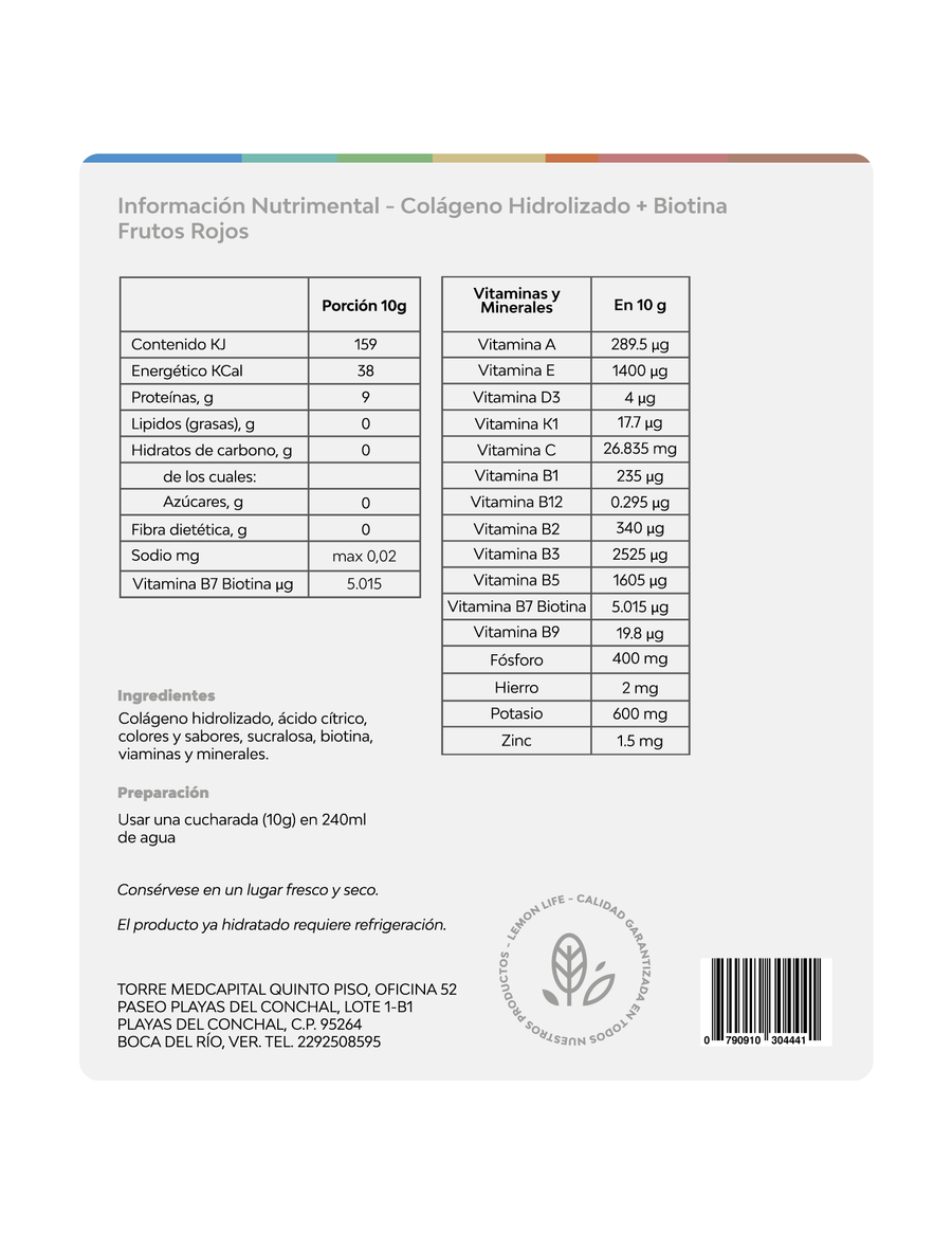 Colágeno Hidrolizado + Biotina Frutos Rojos