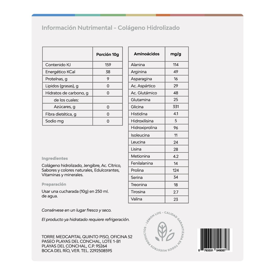 Colágeno Hidrolizado + Jengibre + Cítricos Sabor Naranja